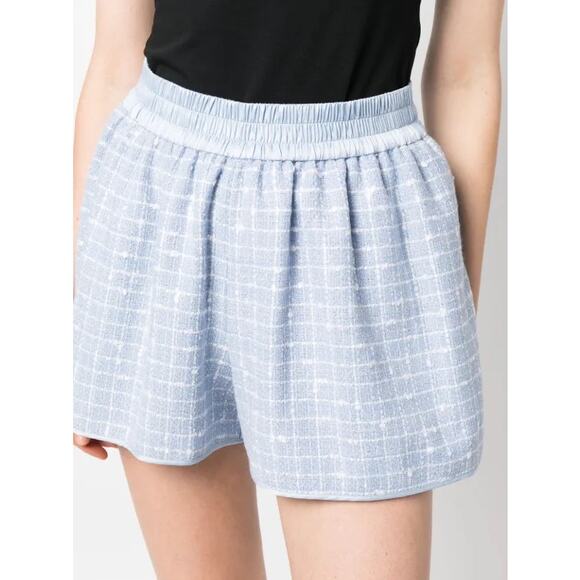 RTR Emporio Armani Sz 44 / Large Blue Boucle Gathered Pull-On Shorts  tweed - Picture 1 of 7